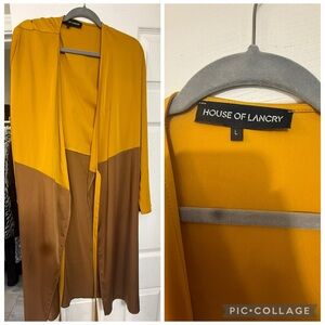 House of Lancry Mustard and Brown Long Cardigan